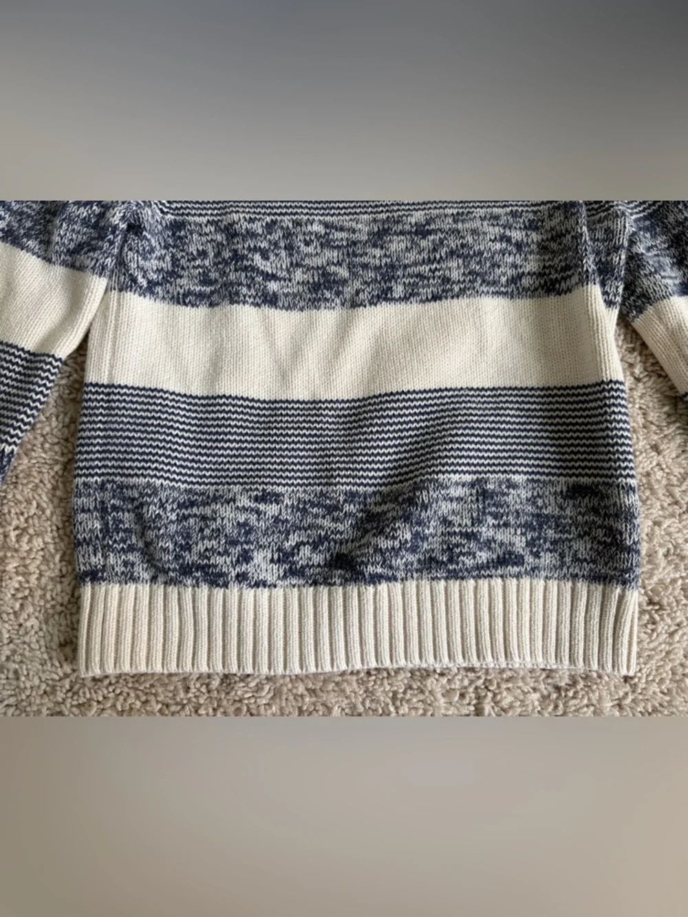 Baby GAP 2T Cream and Navy Striped Crew Neck Sweater 100% Cotton